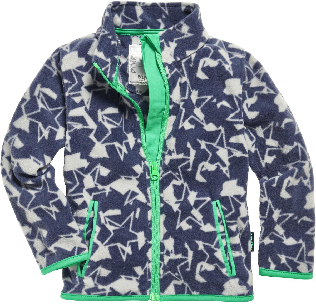 Playshoes kinderfleecejas met sterren en camouflagepatroon donkergrijs