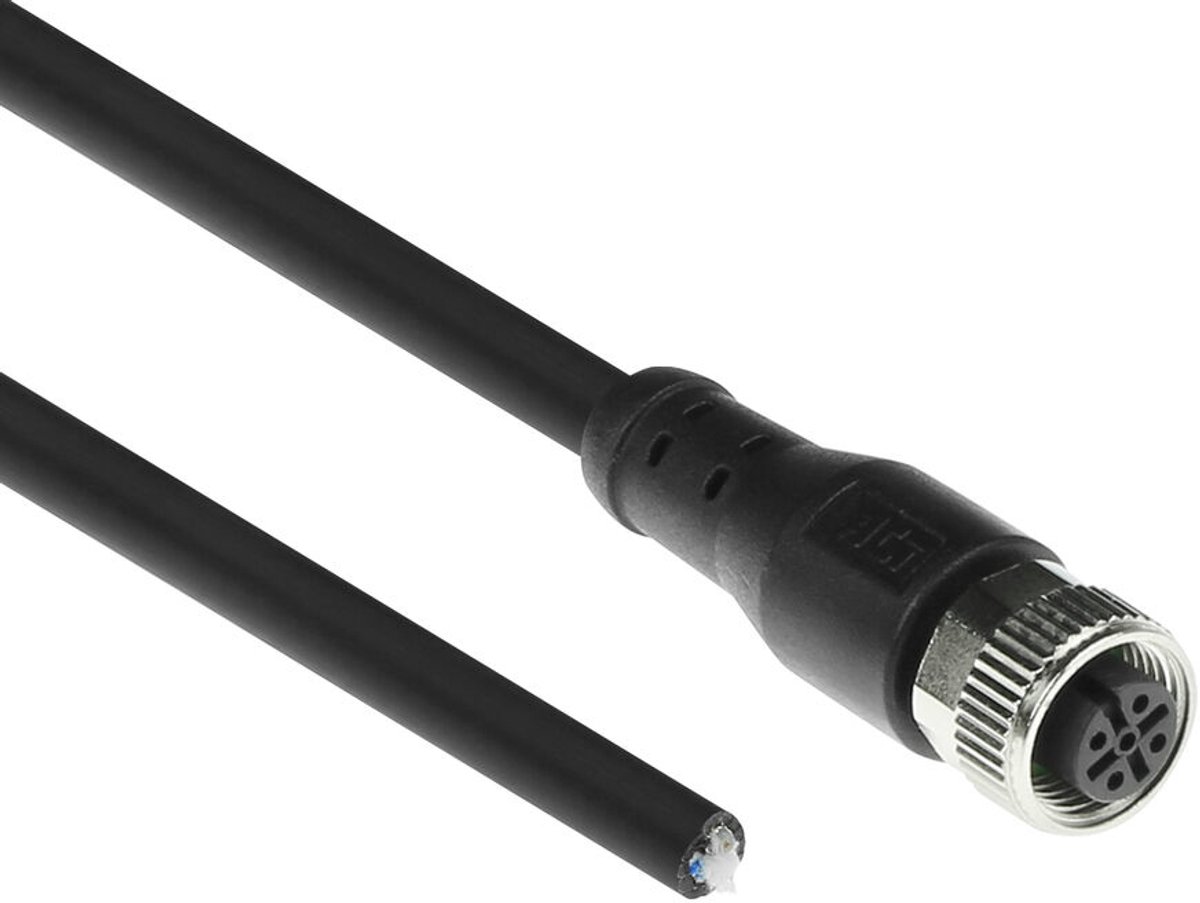 ACT SC3507 Industriële Sensorkabel | M12A 5-Polig Female naar Open End | Superflex Xtreme TPE kabel | Afgeschermd | IP67 | Zwart | 1,5 meter