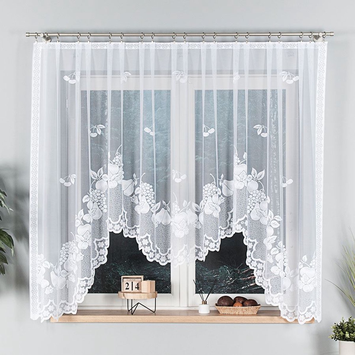 Markizeta PENELOPE - Jacquard Gordijn - 400x160 cm - Bestaande op Haken - Kleur: Wit