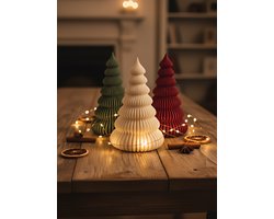Minimalistische 3D-geprinte kerstboom met LED-licht | Japandi kerstdecoratie | Duurzaam design Wit 17 cm