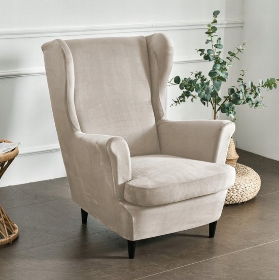 Elastische Velours Stoelhoes voor Fauteuil - Koel Beige