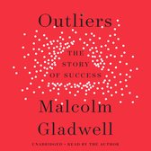 Boekomslag "Outliers: The Story of Success" door Malcolm Gladwell op een rode achtergrond met witte stippen.