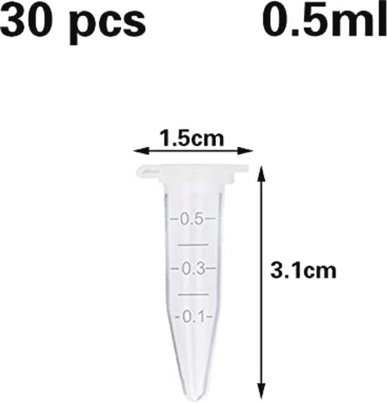 30 stuks microbuisjes voor sapcentrifuge - Conische centrifuge-tubes voor laboratoria en chemische experimenten (0,5 ml) — afbeelding 3