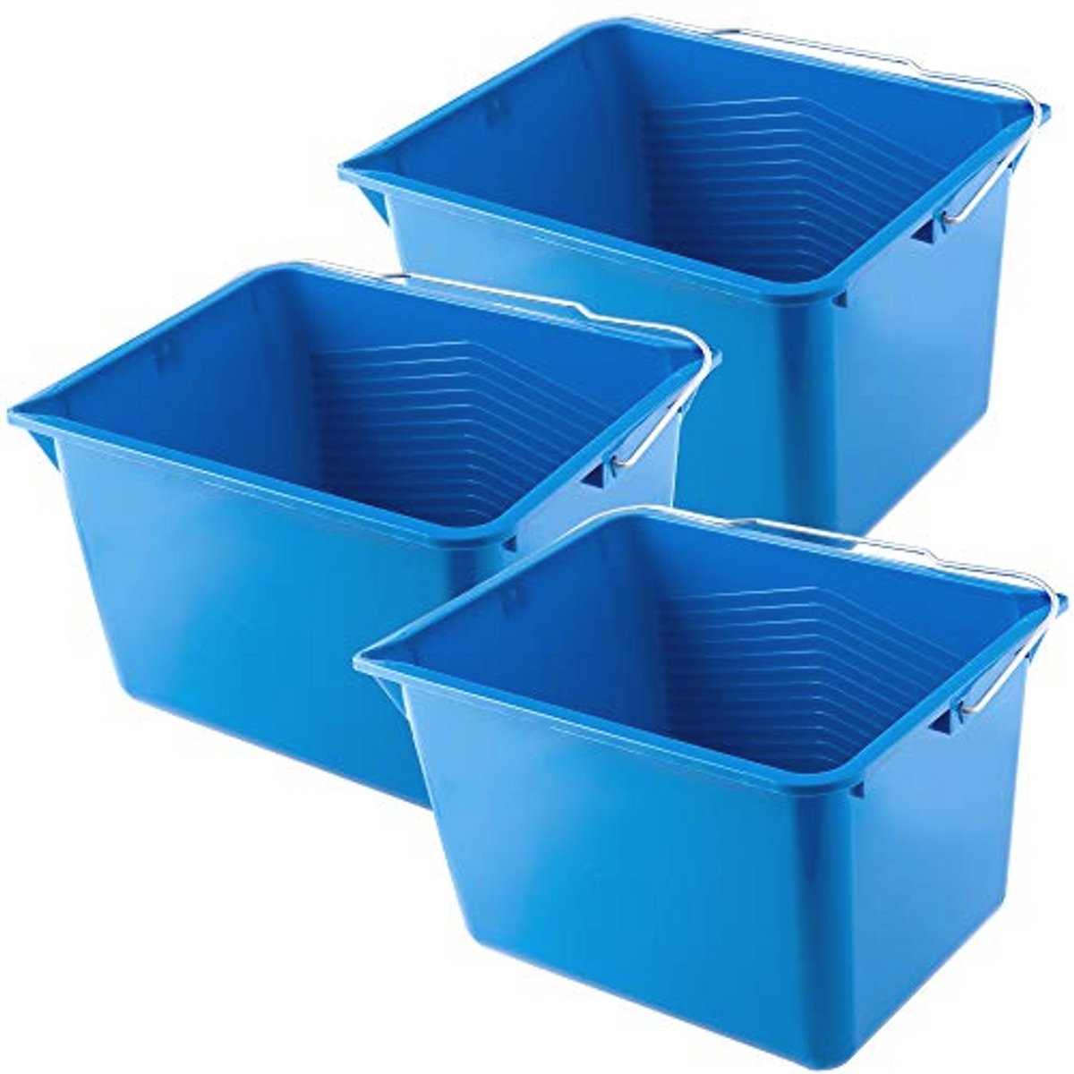 Vierkante kunststof schilderemmer met handvat - 8L (3 stuks)