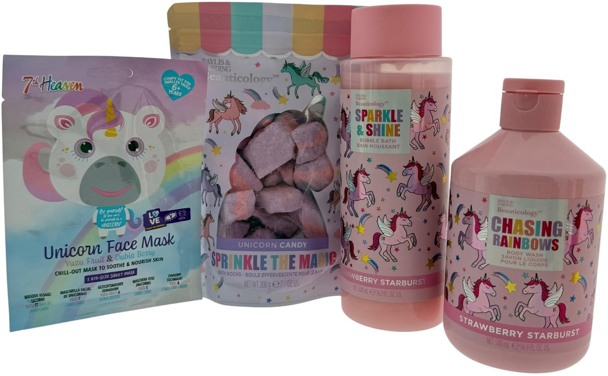 Unicorn Cadeauset Douche & Bad Complete Set met Masker – Luxe Verzorgingsset | Wellness Giftbox | Verwen Cadeaupakket voor Iedereen