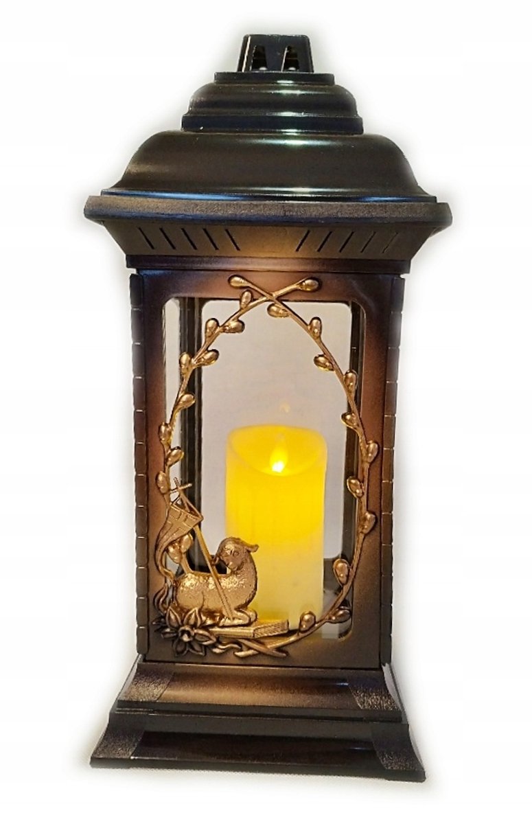 Gouden Paas Znicz Lantaarnpaal Lampe Lampe 36cm met Gratis Wol