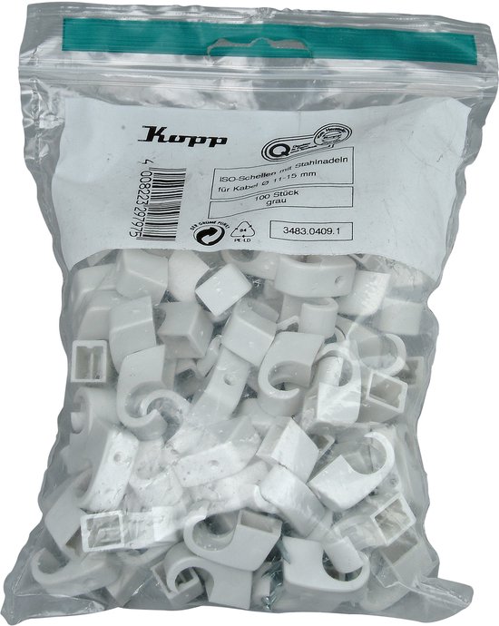 Kopp 348304091 Cavalier 348304091 Plage de Ø du faisceau 10 à 14 mm gris 100 pc(s)