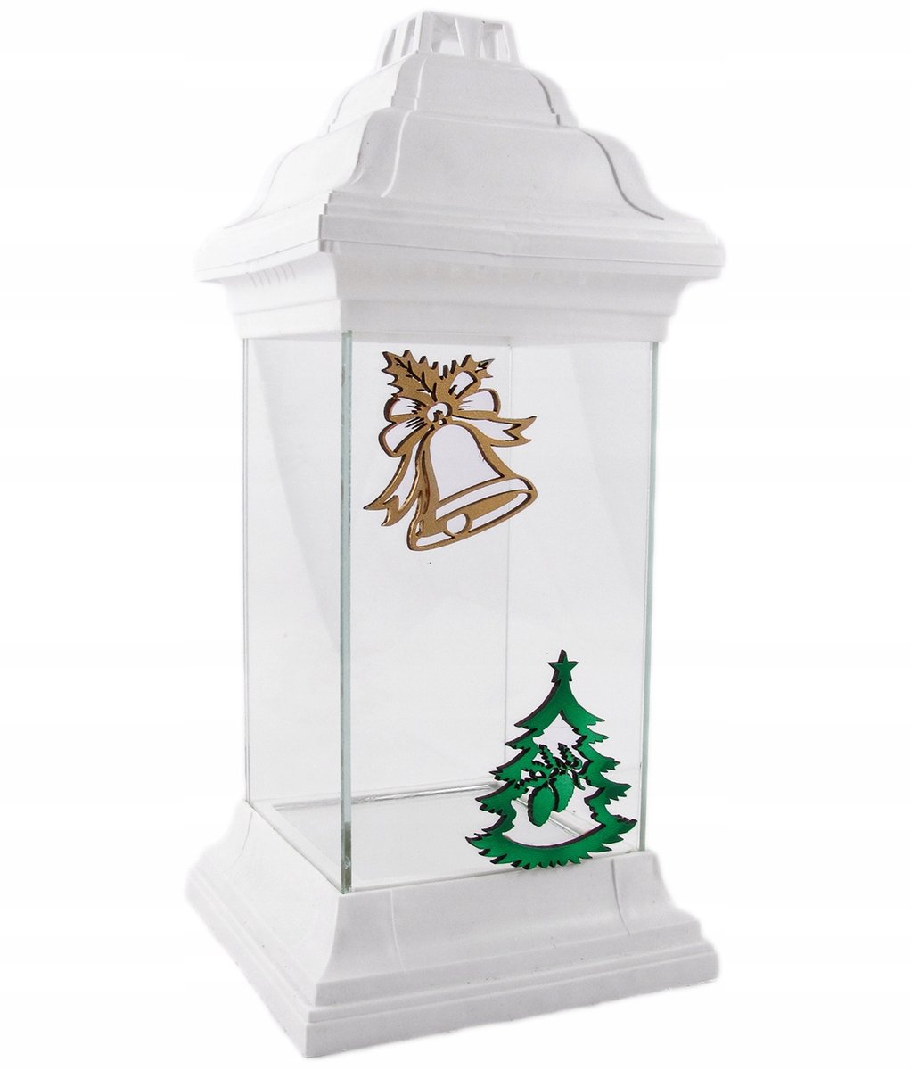 Kerstmis Lantaarn Kapel Kerstboom Wit - 31cm