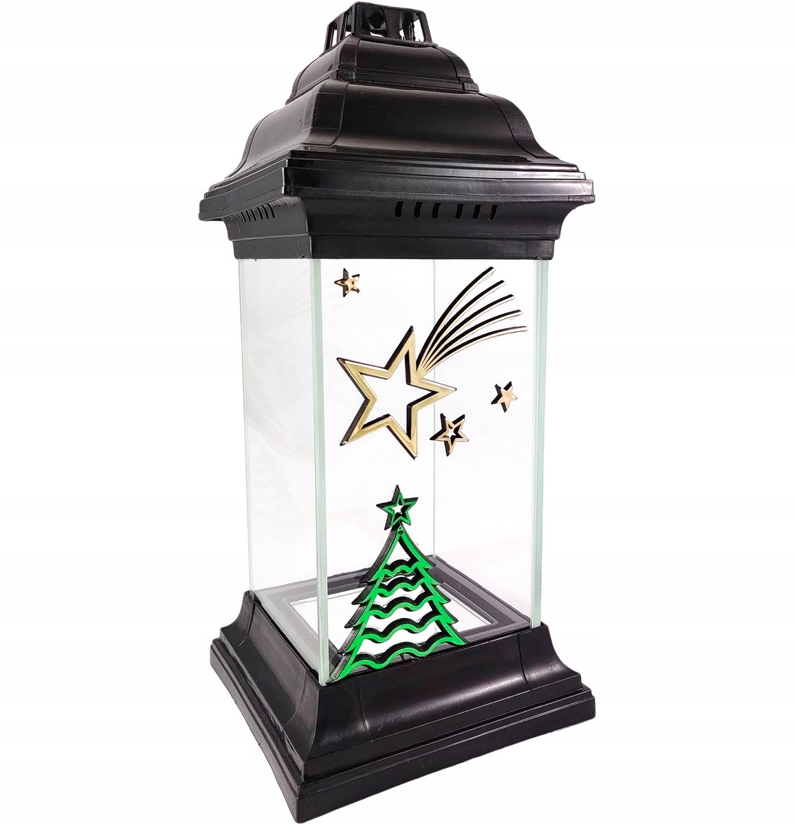 Kerstmis Lantaarn Glazen Kaarsenhouder met Kerstboom Decoratie