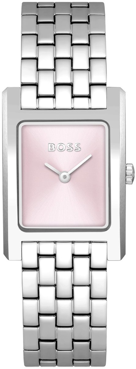 BOSS HB1502743 LUCY Dames Horloge - Mineraalglas - Staal - Zilverkleurig - 23 mm breed - Quartz - Vouw-Vlindersluiting - 3 ATM (spatwater)