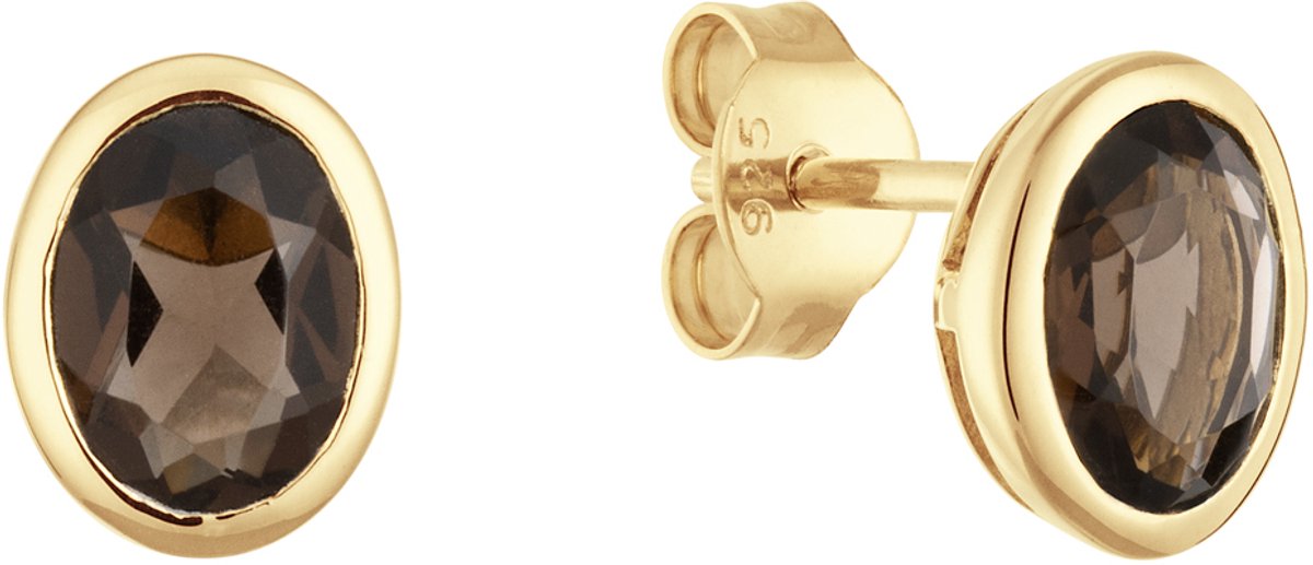 Glow 106.8003.00 Dames Oorbellen - Oorknopjes - Sieraad - Goudkleurig - 925 Zilver - 7 mm breed - 9 mm lang