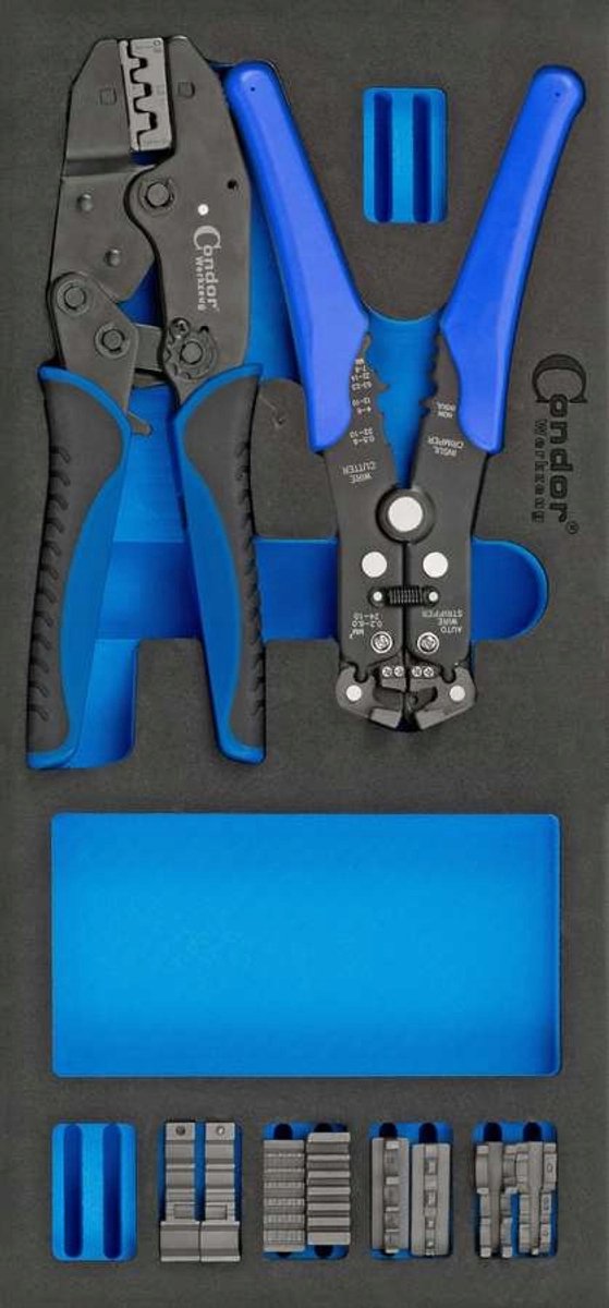 Gereedschapinzet: Krimptang & Connectoren Set (7 Delig)