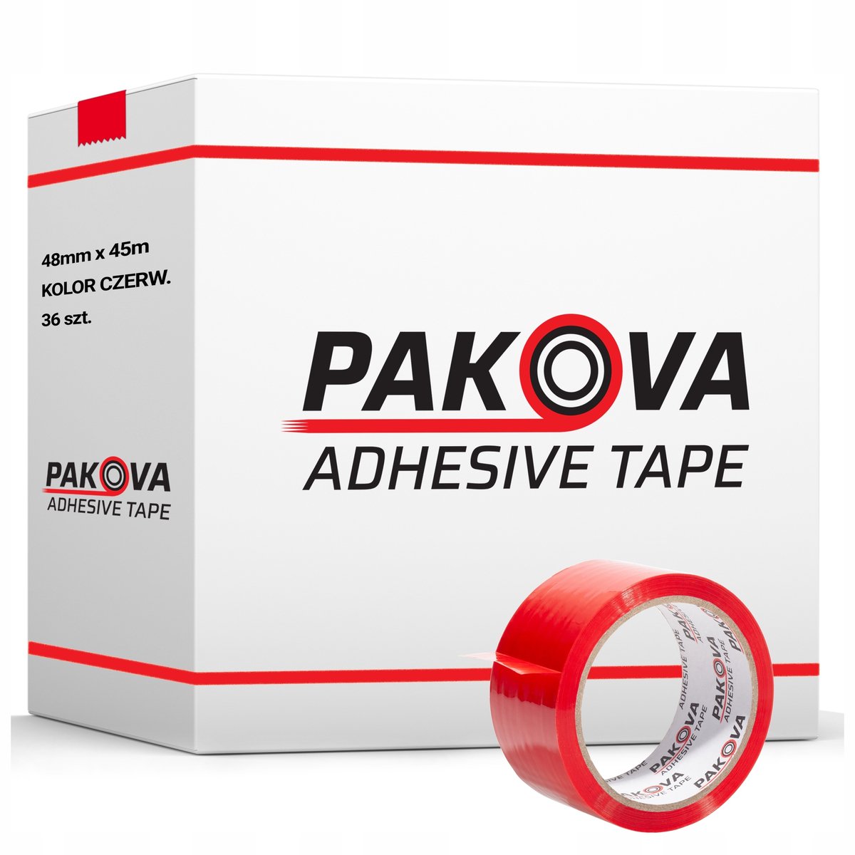 Rode Pakband 48mm x 45m - Sterke Acryl Kleefkracht - 36 Rollen