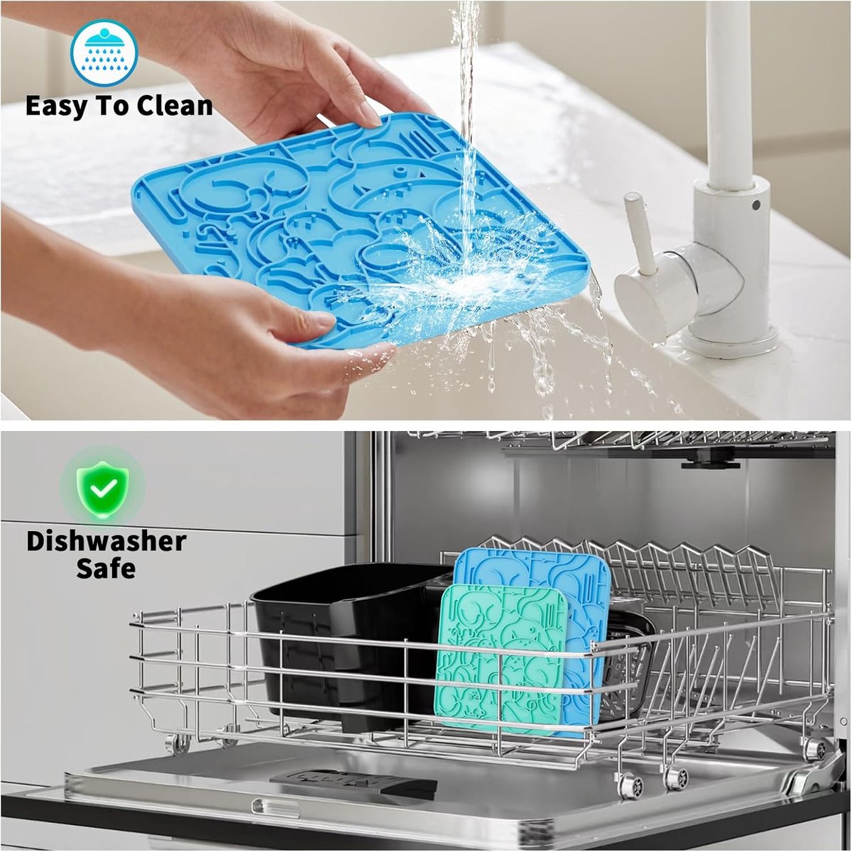 BOTC Likmat Hond met Silicone spatulas - 3-Delig Likmat Voermat Hond - voermat - Slowfeeder Hond - Blauw en Groen thumbnail 3