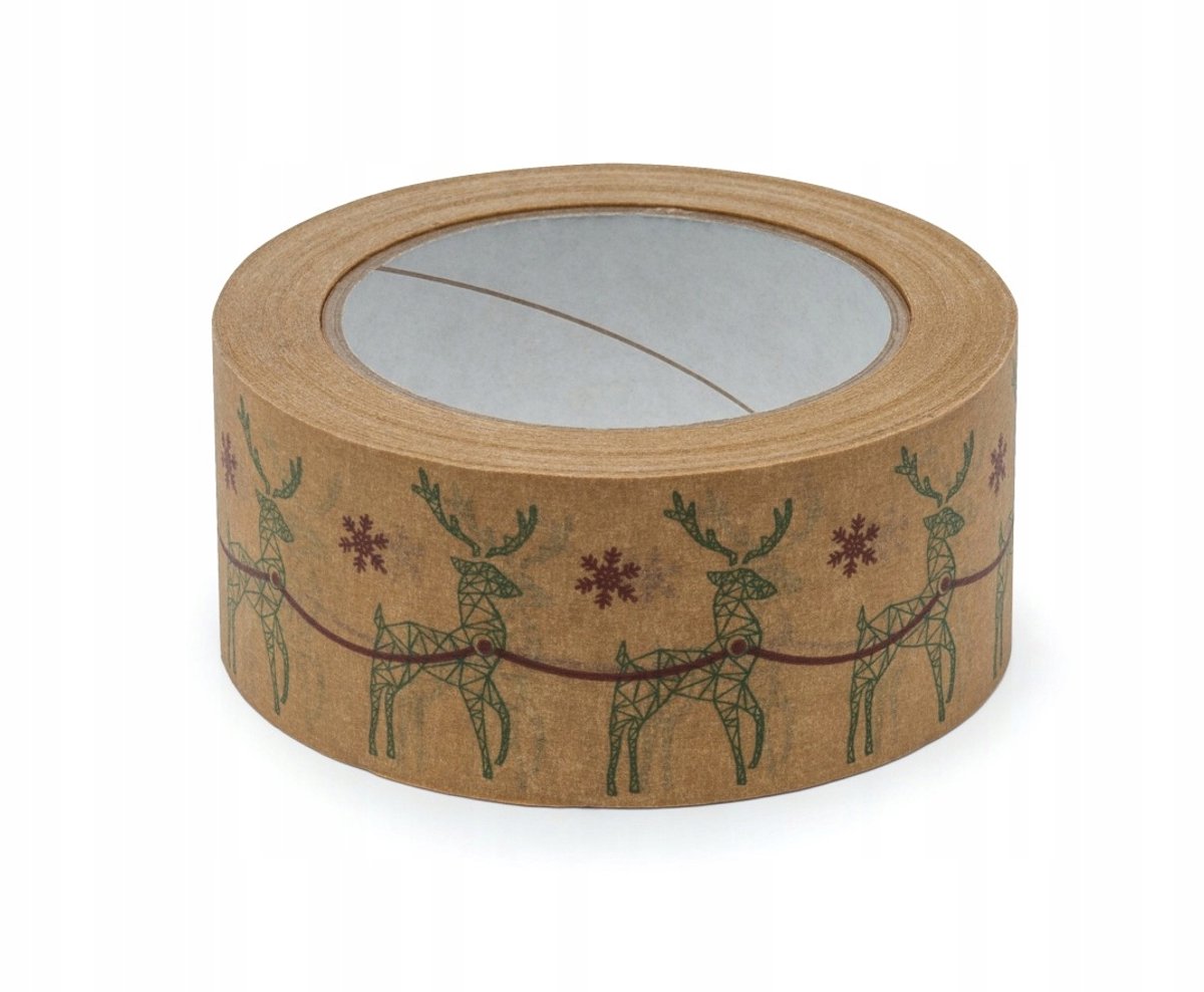 Kerst Inpakpapier Tape - Herten - 48mm x 50m
