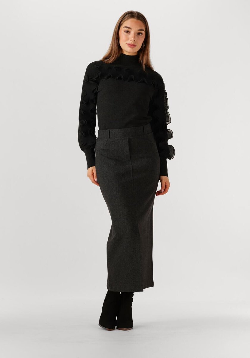 Jansen Amsterdam Georgie Rok Hvm 683 Slit At Front Rokken Dames - Donkergrijs - Maat L