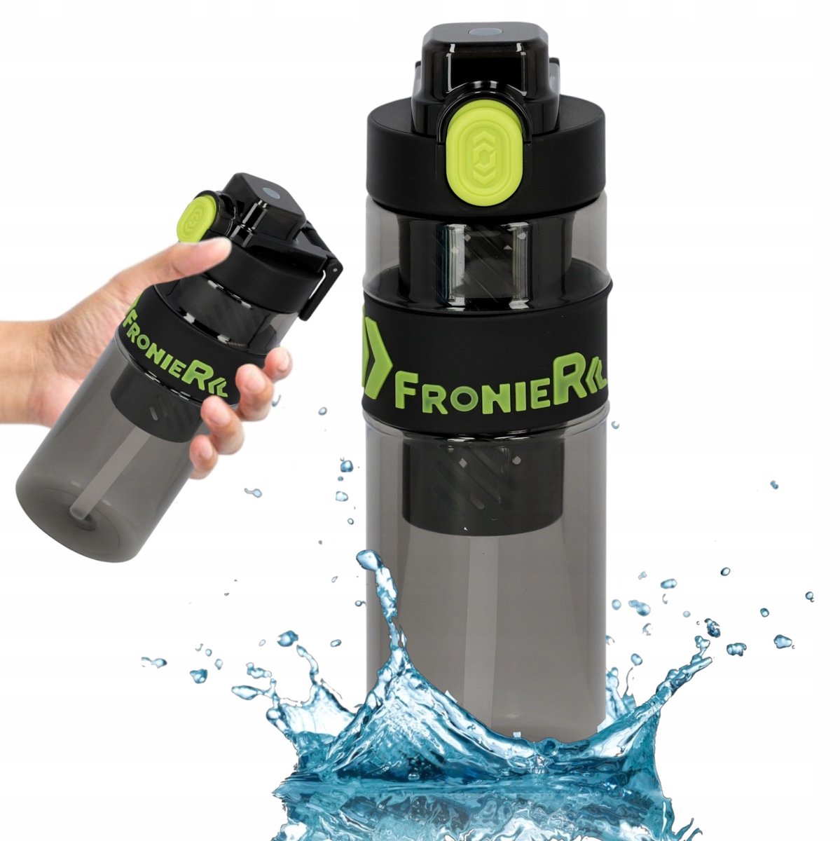 Waterfles van 650 ml met rietje en fruit-/ijsinzet