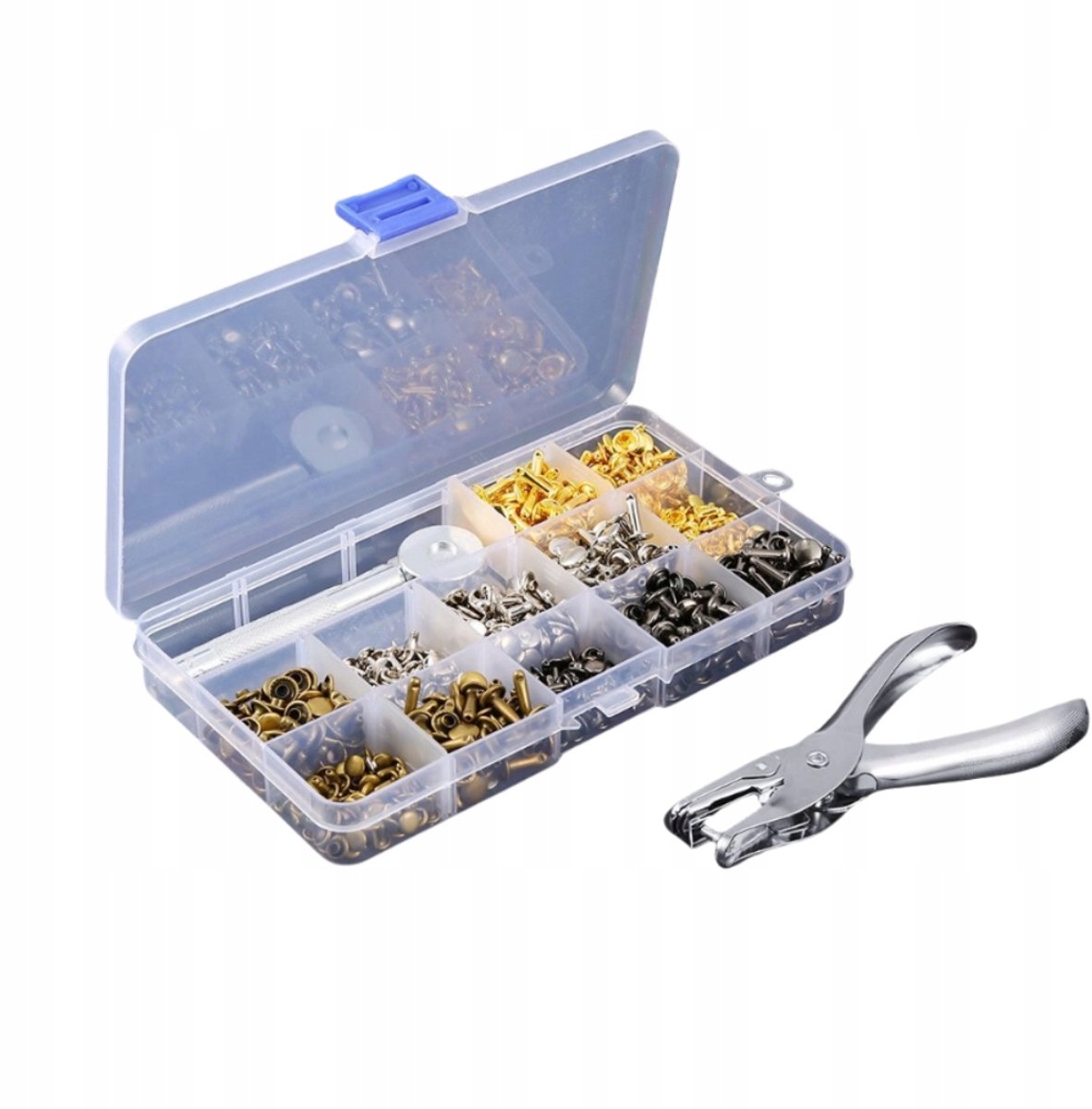 360x Dubbele Klinknagels Leer 6/8mm met Gereedschap