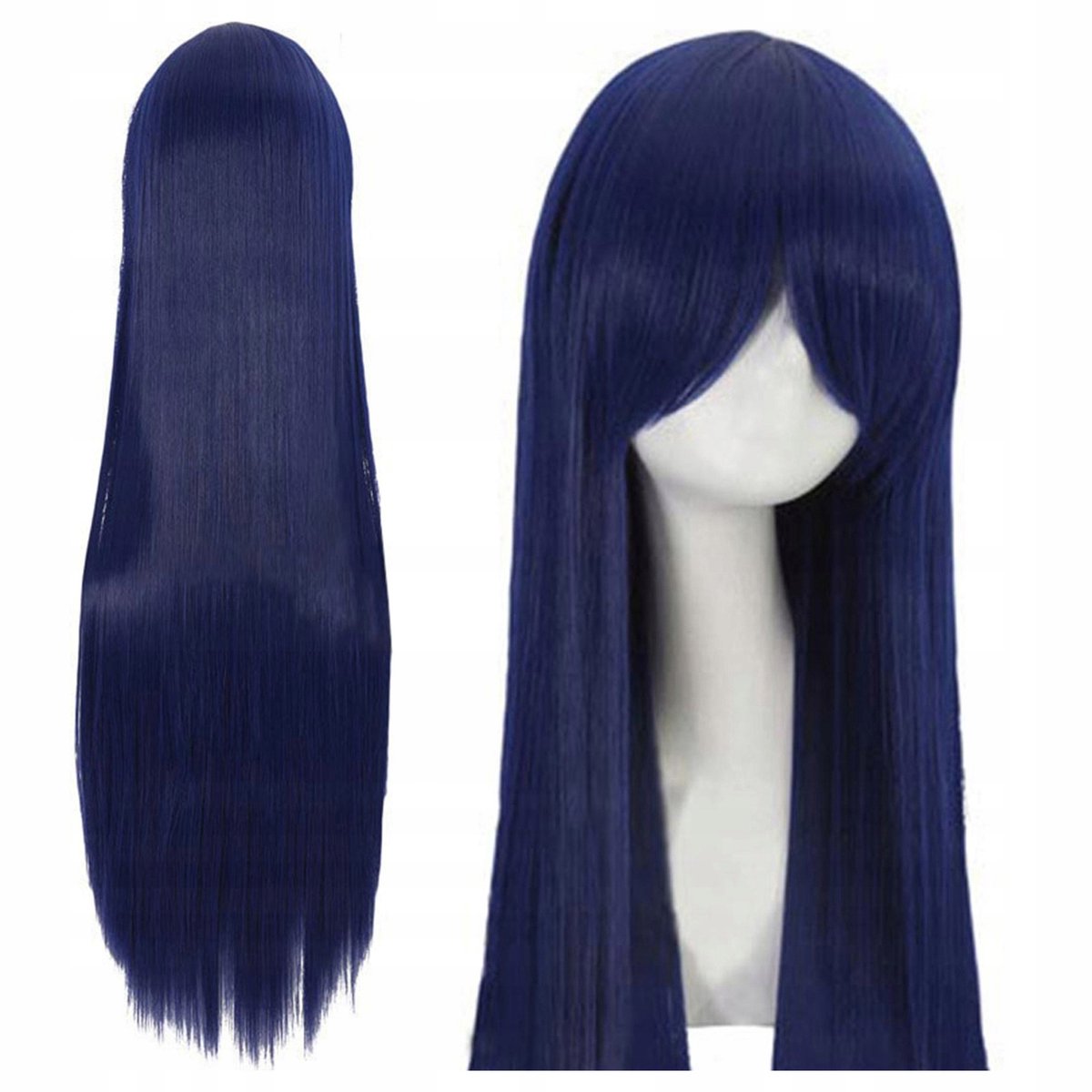Dames Spruik Nachtblauw Lang Steil Haar met Pony Cosplay 100cm