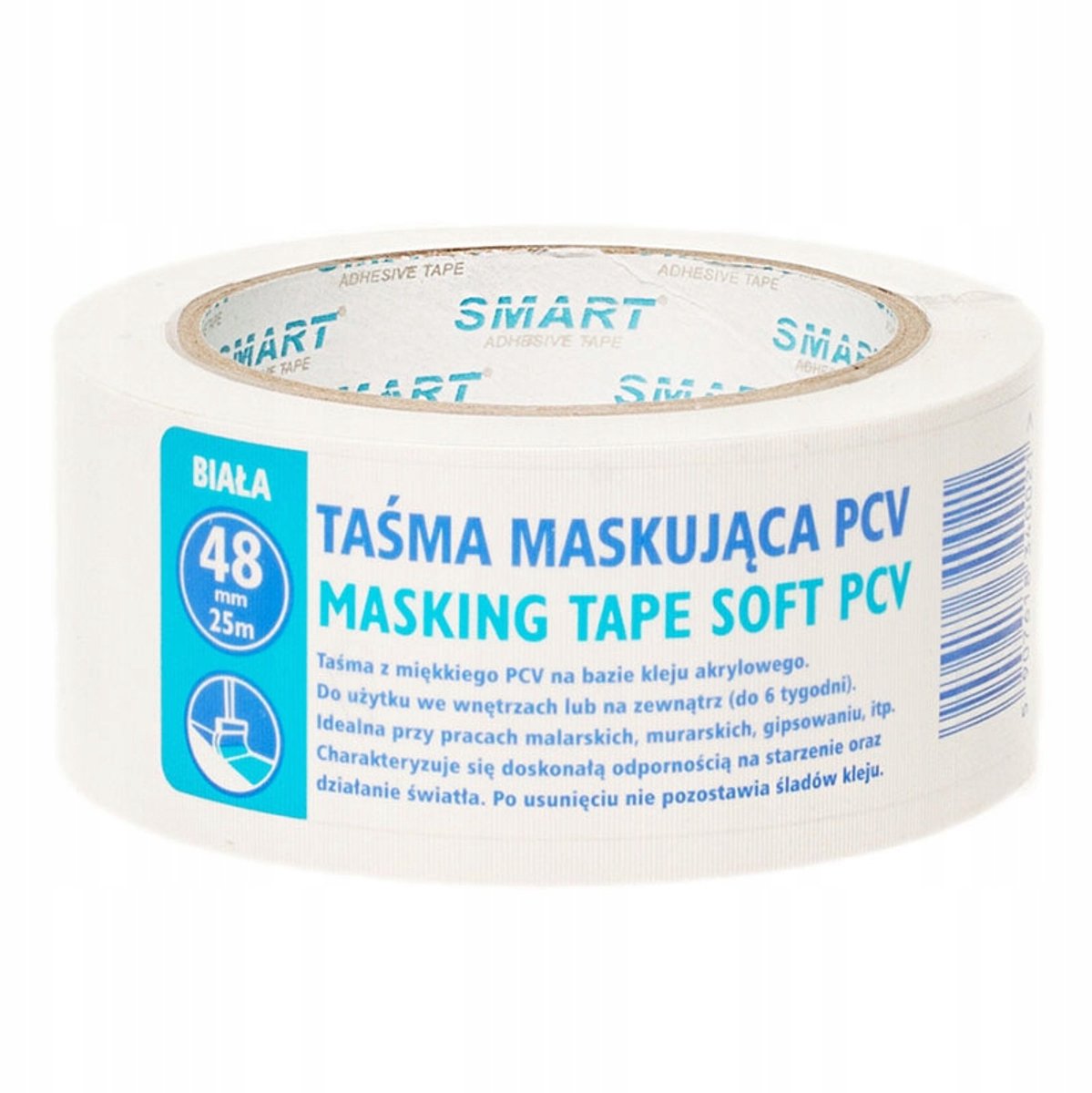 SMART PVC Afplaktape Wit 30mm x 25m - Duurzaam & Sterk