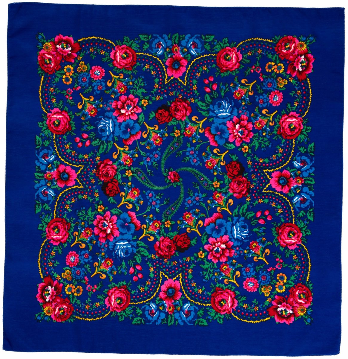 Folky Mood Sjaal - Saffier Blauw Bloemenpatroon Dames