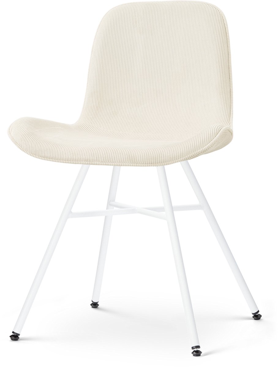 Nolon Noa-Fé Eetkamerstoel Rib Beige - Stof - Witte Poten - Industrieel