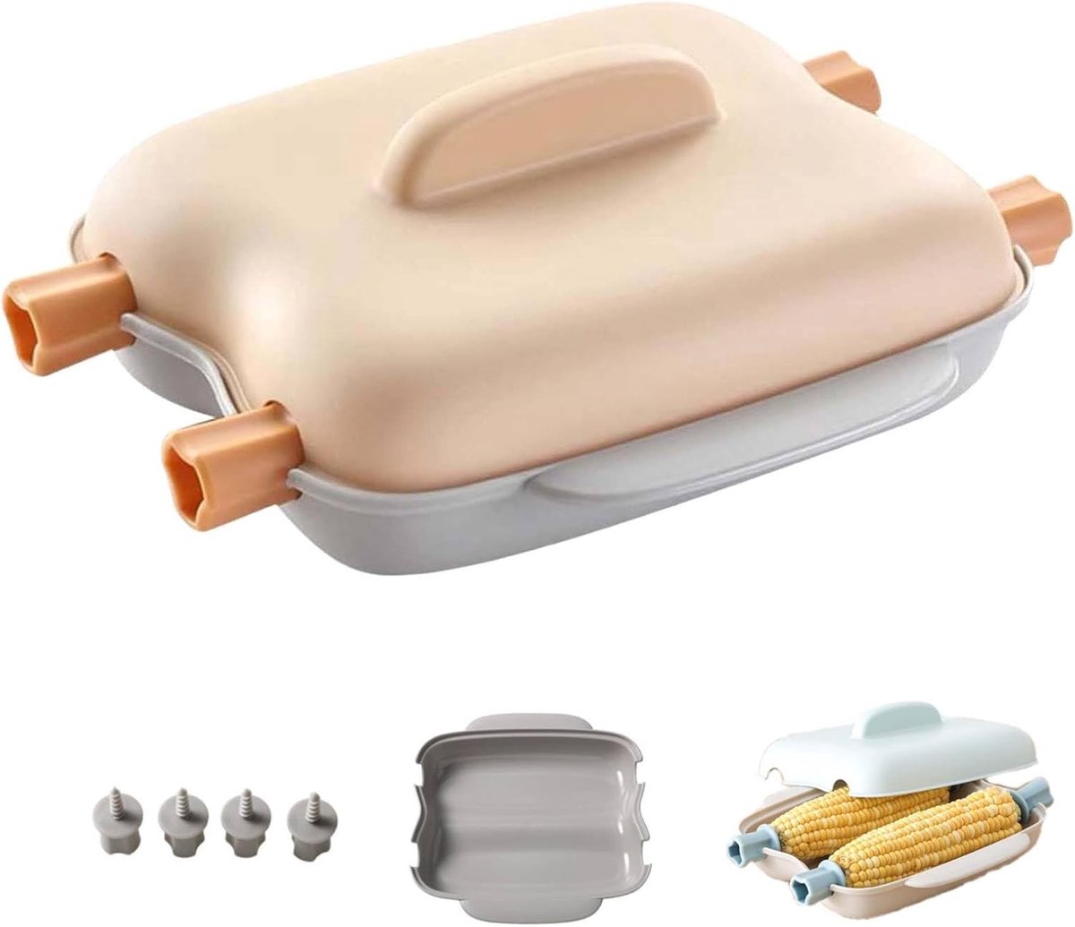 Stoompan - Maïsstomer voor stoomkoker - zoete maïskoker - maïsstomer voor stoomkoker - Maïskolfkoker met deksel en handgreep, vaatwasmachinebestendig en BPA-vrij - draagbaar geschikt voor keuken/kantoor/studentenhuis ( oranje)