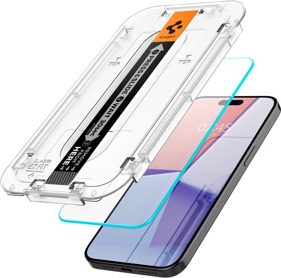 Spigen EZ Fit Screen protector geschikt voor iPhone 15 Pro Max met installatie tools - 2 Stuks