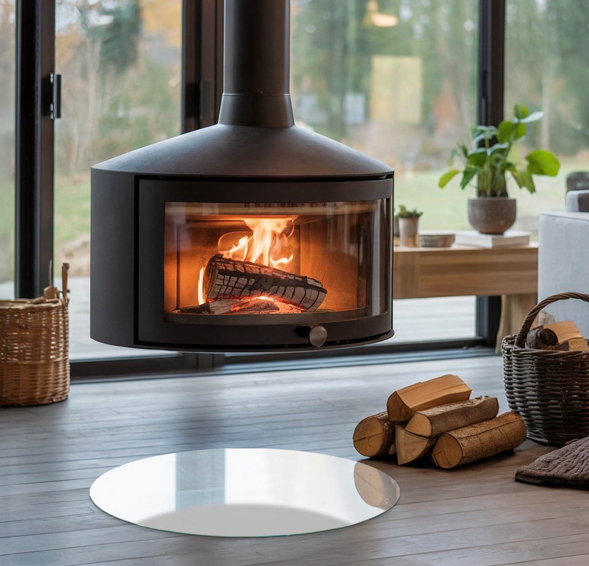 Coloray Vloerplaat Houtkachel - Plaat voor Onder Kachel - 50 cm x 50 cm - Kachel Vloerplaat - Grijs Vloerplaat Kachel - Vloerplaat Voor Kachel - Vloerplaat Openhaard - Houtkachel Accessoires - Plaat Kachel