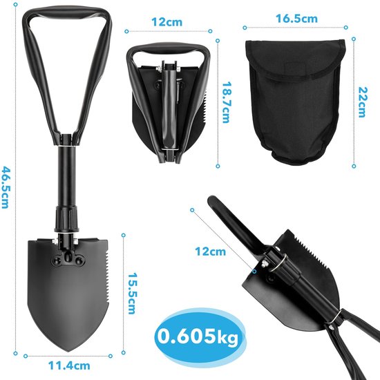 Unyqoos® Opvouwbare multifunctionele schep van koolstofrijk staal voor outdoor gebruik van Unyqoos — afbeelding 5