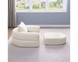Re-purelife® Veelzijdige Modulaire Bank met Maximale Flexibiliteit - Zeer Zachte en Duurzame Materialen - Geen Montage - Multifunctioneel Bankje Geschikt als Vloerbank of Opvouwbaar Bed - 100x90x42 cm - Beige