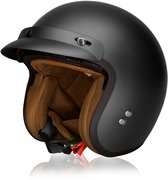 DAWNRISE Jethelm ECE 22.06 - Retro scooterhelm - Mat zwart - Maat XXL