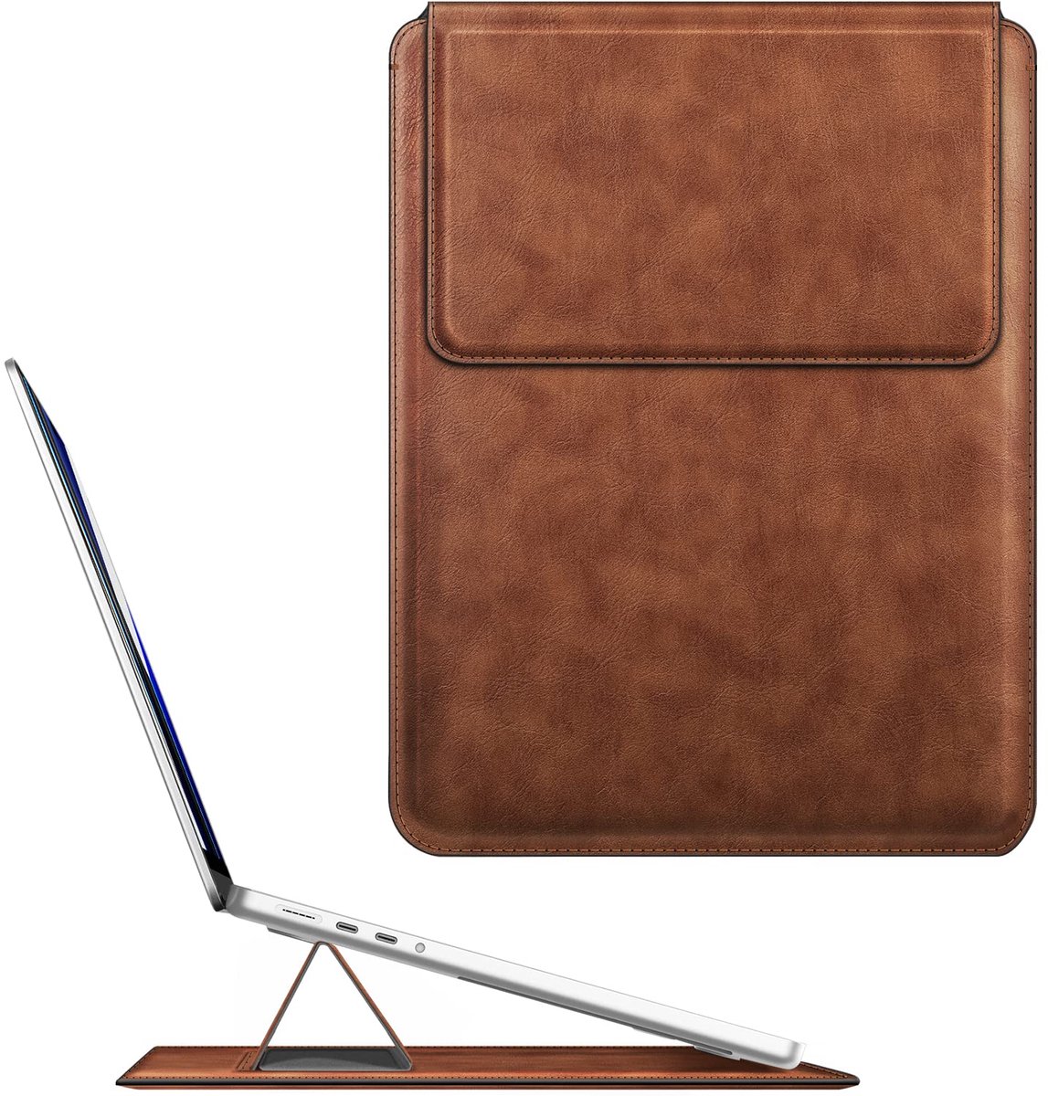 IMPERATORIS® Laptoptas Leer 13,6 inch - Werktas - Laptoptasje voor Dames en Haren - Computertas - Schoudertas - Handtas - Bruin