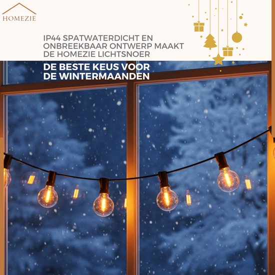 Cordon lumineux Homezie 36 mètres avec 60 ampoules LED | Étanchéité | Blanc chaud | Liable et gradable | guirlande lumineuse | Éclairage de jardin | Guirlande lumineuse | Cordon lumineux à l'extérieur | Câble de piqûre