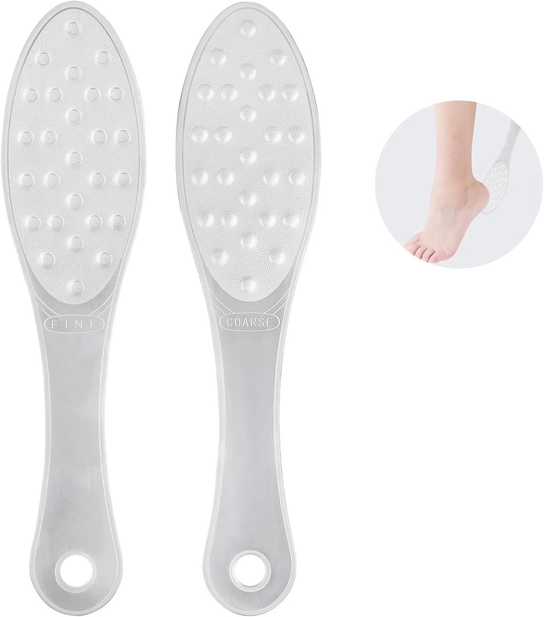 2pcs Rvs Voetscraper - Professionele Voetgrater Scrubber - Dubbelzijdige Pedicure Grater voor Dode Voet Huid en Gebarsten Hielen - Eenvoudig Schoon te Maken Pedicure Tools