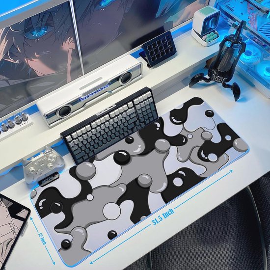 Grote RGB Gaming Muismat met LED Verlichting en Antislip Ondergrond — afbeelding 2