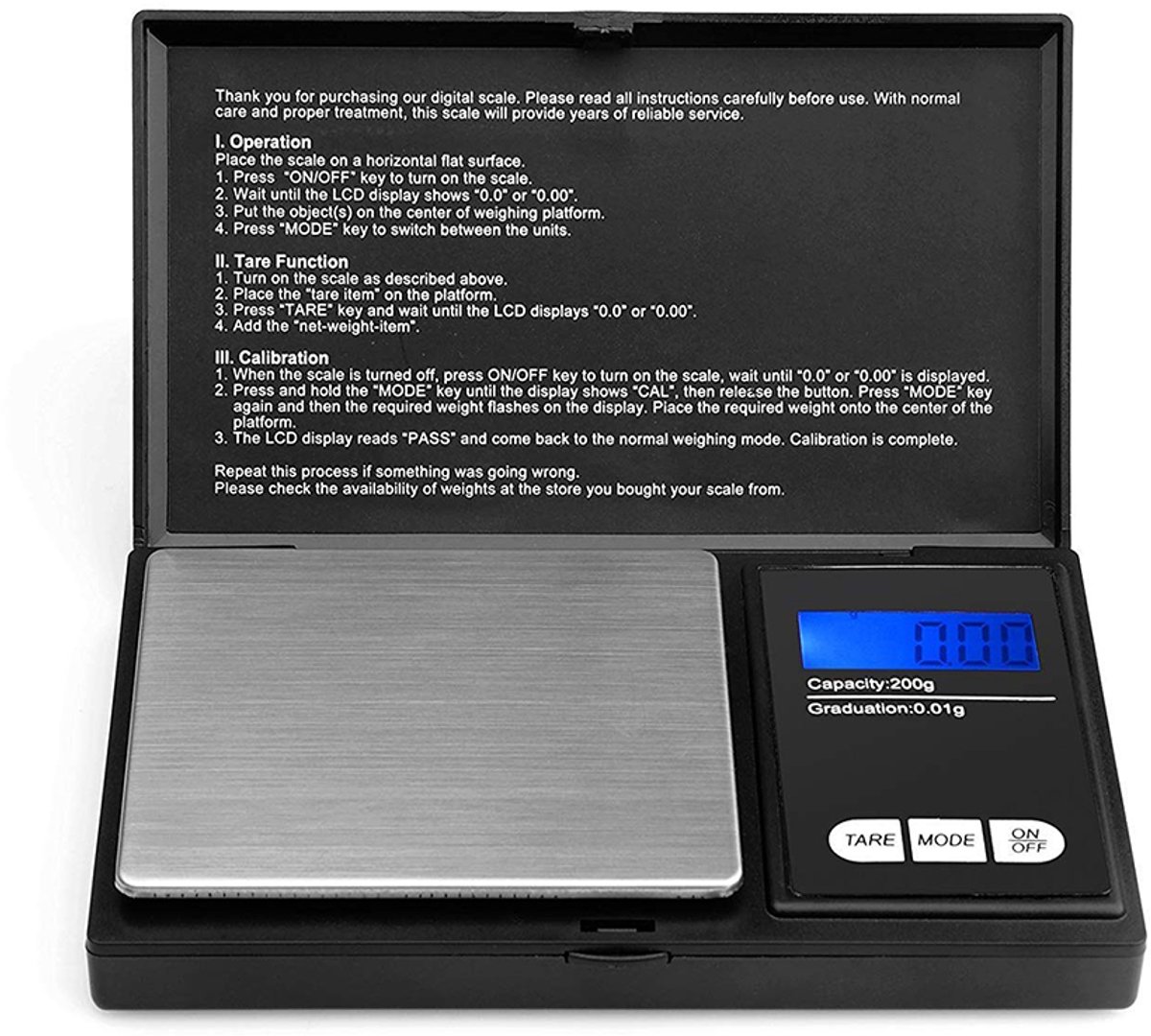 Zakweegschaal met verlicht LCD-scherm, digitale weegschaal, precisieweegschaal