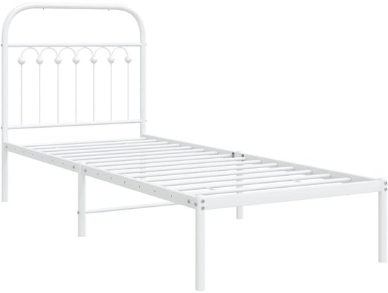 vidaXL - Bedframe - met - hoofdbord - zonder - matras - metaal - wit - 75x190 - cm