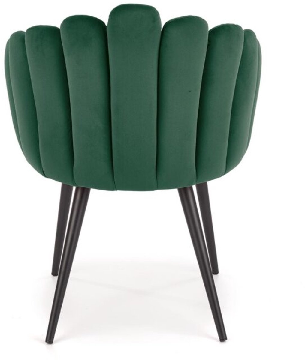 Eetkamerstoel Urbanhome Velura Luxe – Velvet Eetkamerstoel Groen – Metalen Onderstel Zwart – Comfortabele Design Stoel – Moderne Keukenstoel – 65 x 62 x 85 cm