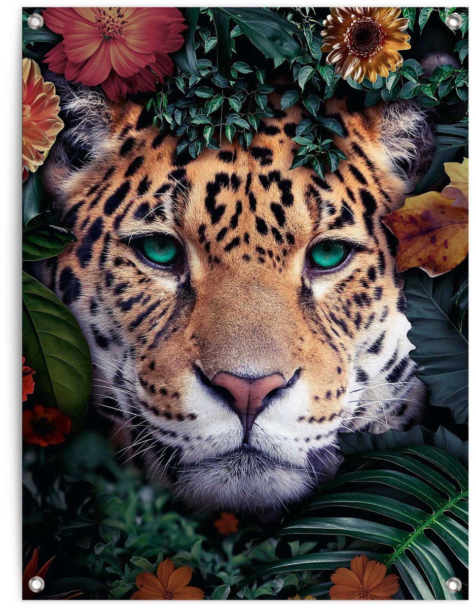 Reinders Tuinposter Jungle luipaard - 80 x 60 - Canvas - REINDERS Bonte kleuren