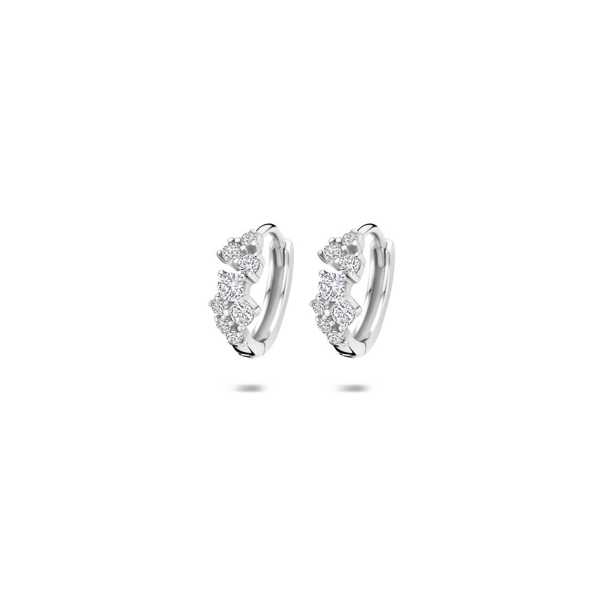 Zilveren gerhodineerde klapoorringen zirkonia 11 mm - 1342193
