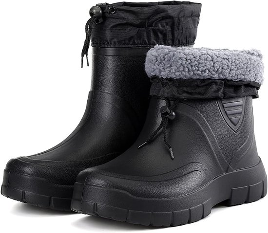 Snowboots - Mannen Winter Laarzen - EVA Waterdicht Materiaal - 39-46 EU Maat - Anti-Slip Zool - 22 cm Hoogte - Zwart - Met Bontvoering - Voor Outdoor Werk - 0.55 kg Lichtgewicht - 42