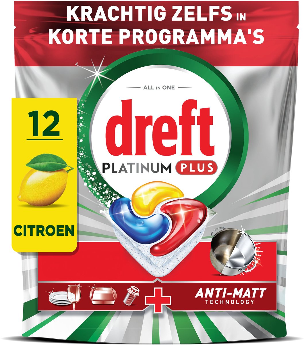Dreft Platinum Plus Vaatwastabletten Citroen - Anti-Dofheidstechnologie - 72 stuks — afbeelding 3