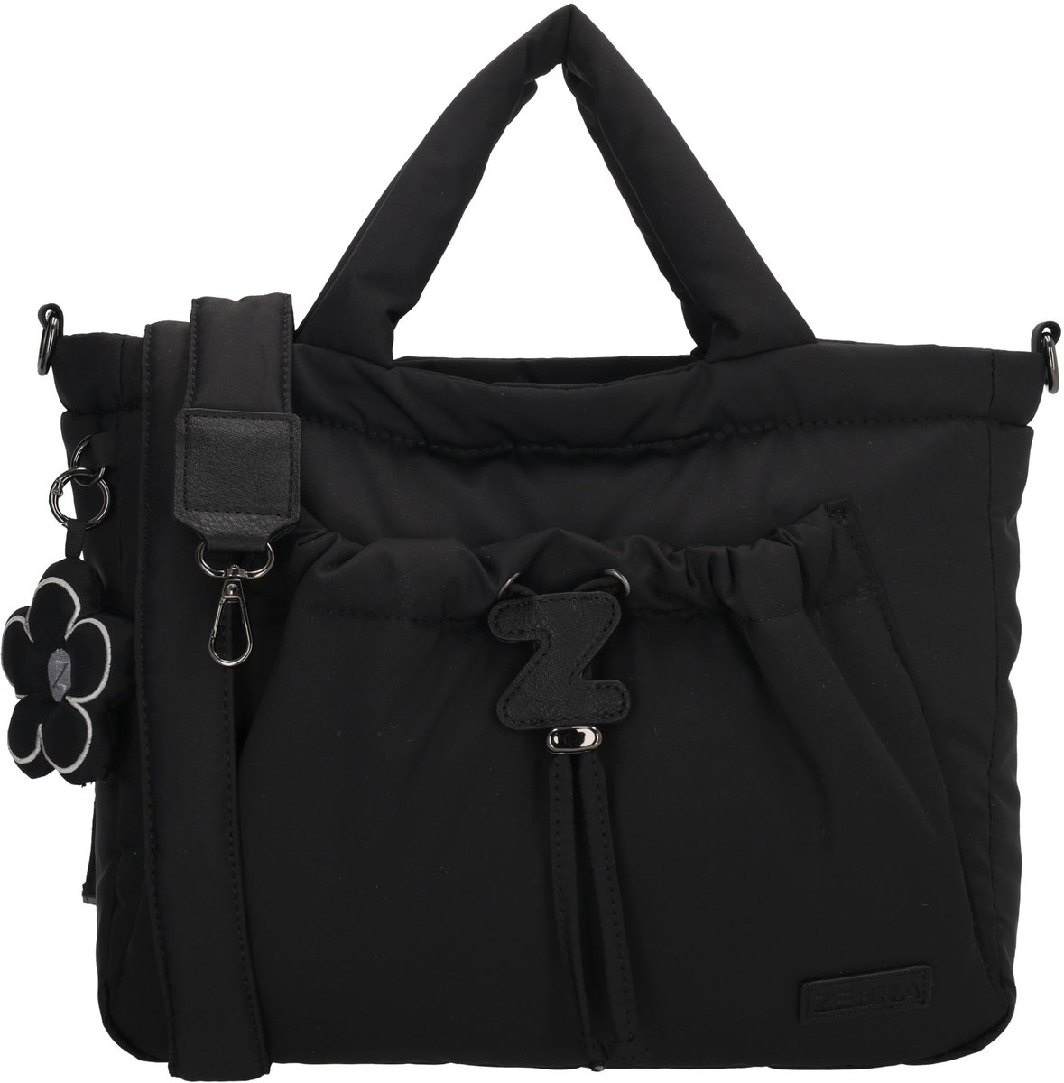 Zebra Trends Juna Shopper - Schoudertas - Puffy - Bag Charm - Dames - Tote Bag - Dames Tas - Zwart