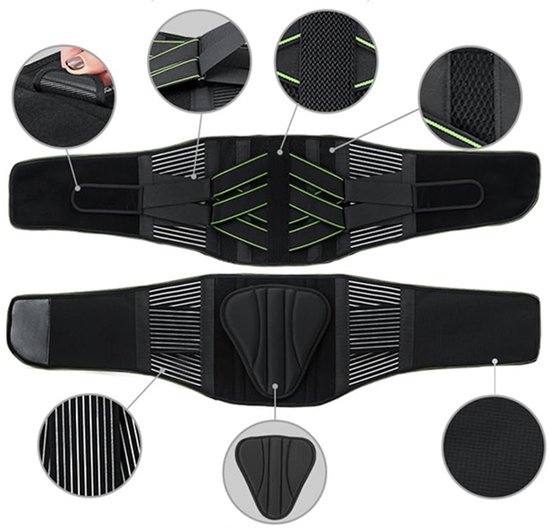 Rugsteunbanden met metalen steunstangen, unisex, comfortabel en ademend, met een verwijderbaar 3D-lumbaal kussen voor effectieve ondersteuning van de onderrug, geschikt voor werk en sport - M — afbeelding 4