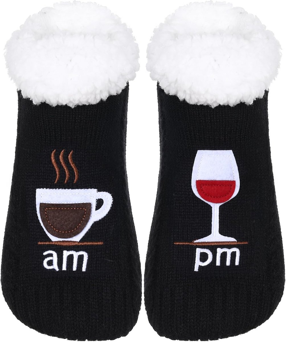 Warme Huissokken met Antislipzolen - Gebreide Fluffy Binnenpantoffels voor Dames