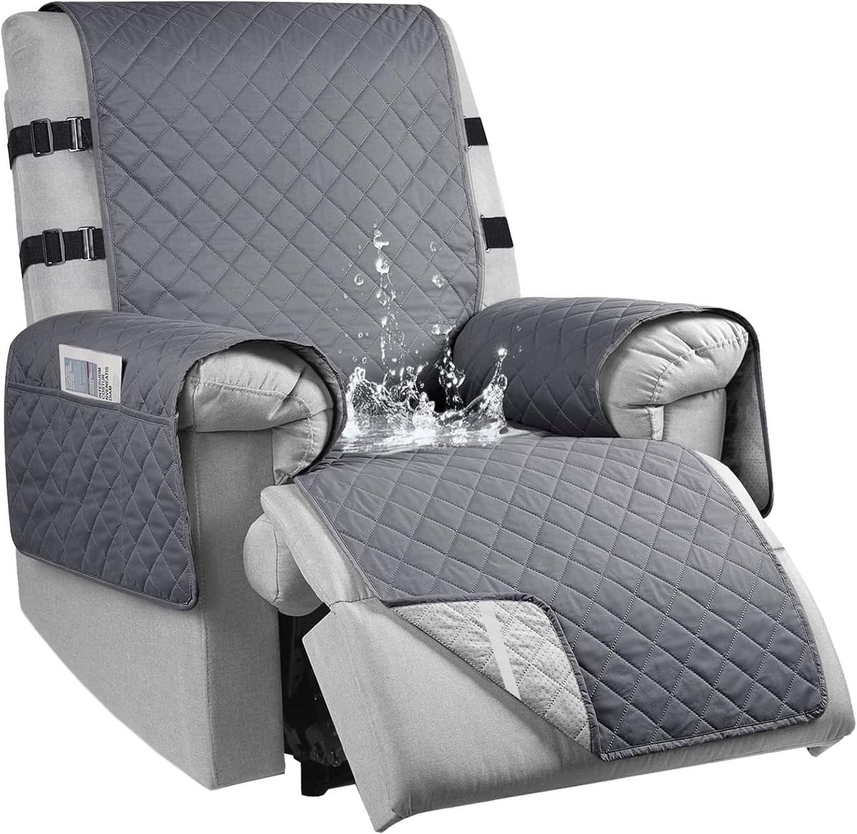 Waterdichte Stoelbeschermer voor Relaxstoel met Antislip en Zakken - 1 Zits