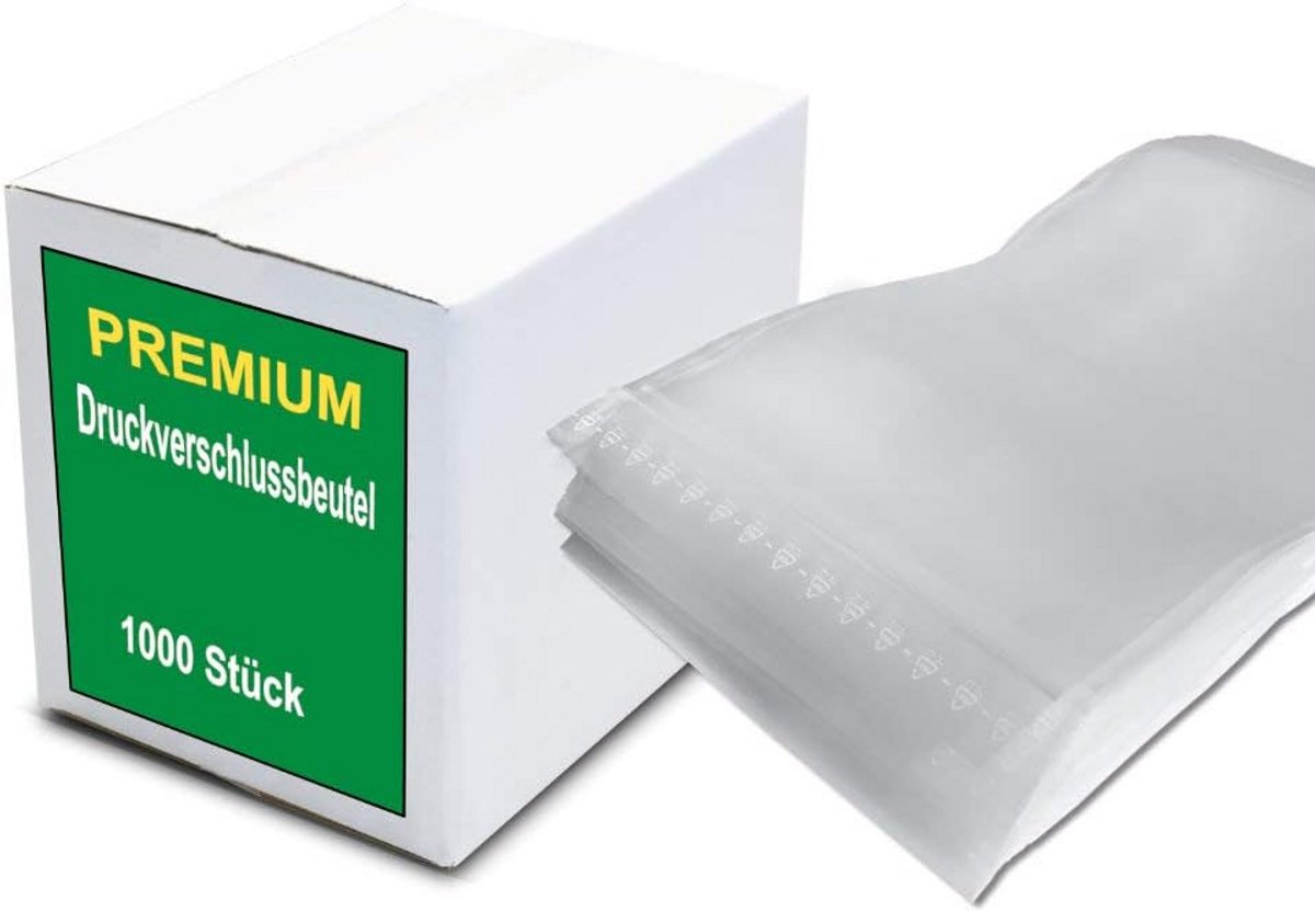 1000 hersluitbare zakjes met ritssluiting 120x180 mm Transparant