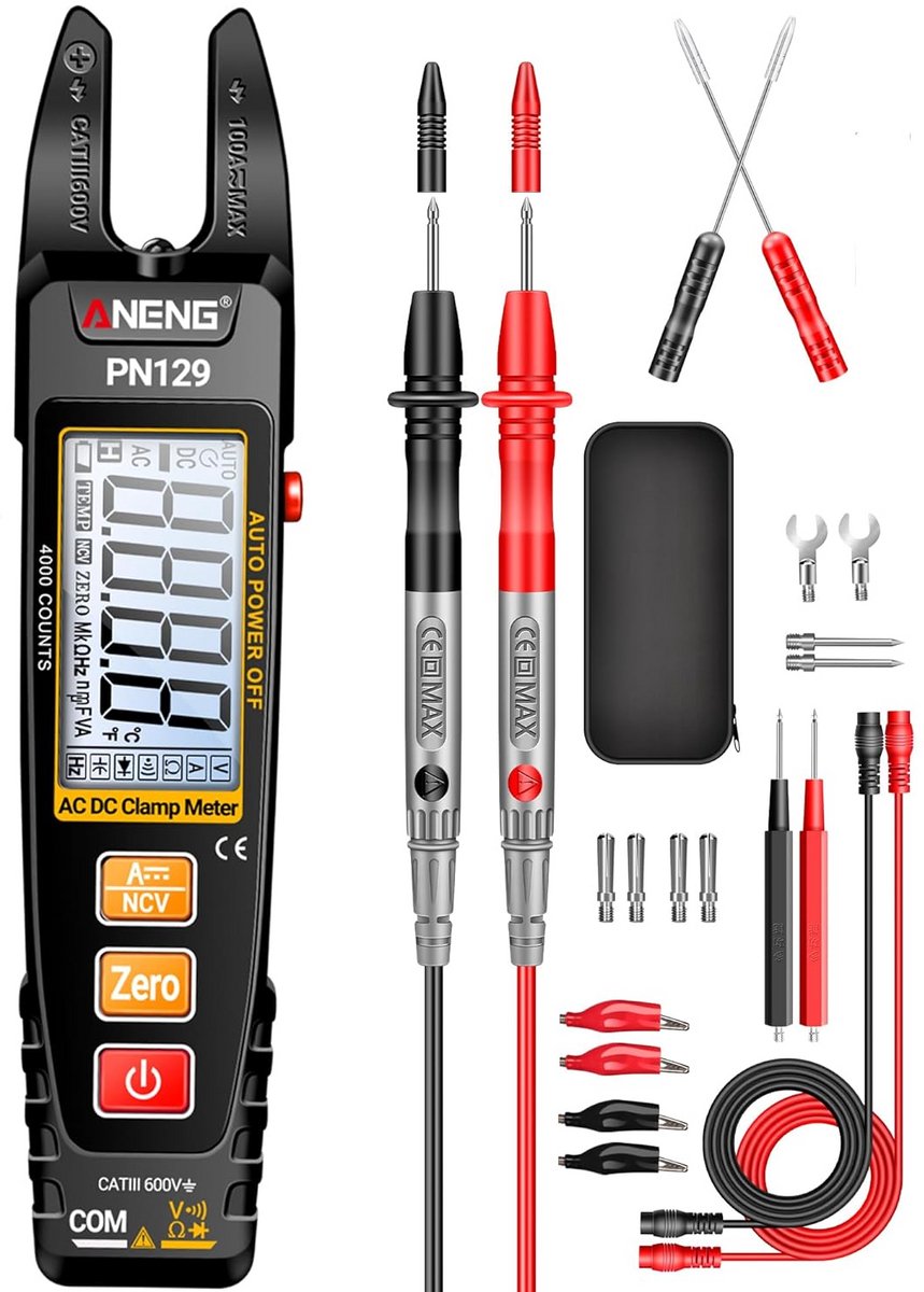 Digitale U-Vorm Stroomtangmeter TRMS 4000 Digits voor AC/DC Stroom en Spanning