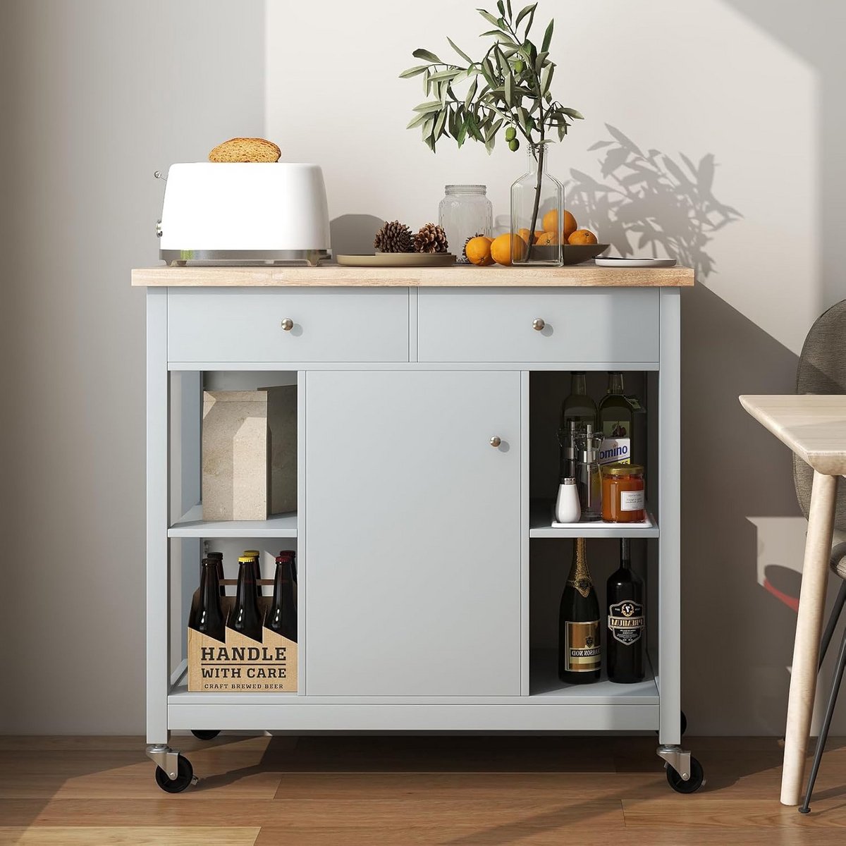 Mobiele Keuken Kar met Wielen en Werkblad voor Opslag